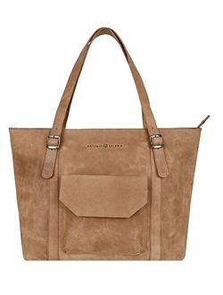 Antonio Valeria Sage Leather Tote/Top Handle Shoulder Bag for Women