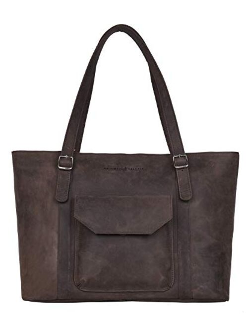 Antonio Valeria Sage Leather Tote/Top Handle Shoulder Bag for Women