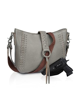 Genuine Leather Hobo Handbags for Women Concealed Carry Western Shoulder Bag Crossbody Purse