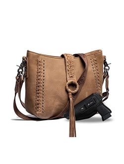 Genuine Leather Hobo Handbags for Women Concealed Carry Western Shoulder Bag Crossbody Purse