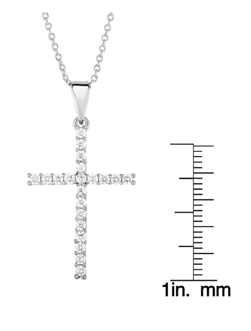 MACY'S Cubic Zirconia Sleek Cross Pendant In Silver Plate or Rose Gold