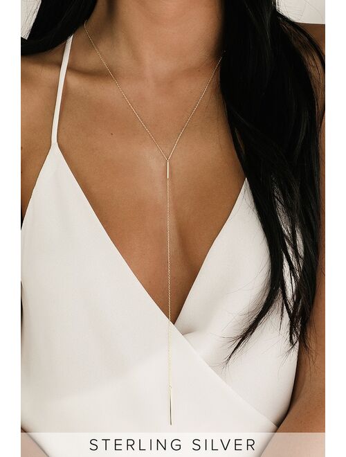 Lulus Learn to Fly Gold Drop Necklace