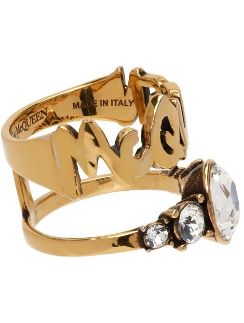 ALEXANDER MCQUEEN Gold Graffiti Stacked Ring