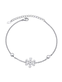 Daochong S925 Sterling Silver snowflake Infinity Cross Adjustable Link Bangle Bracelet for Women