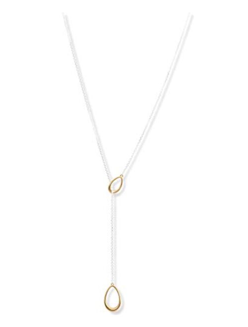 Lucky Brand Teardrop Link Lariat Necklace, Two Tone, One Size (JWEL4771)