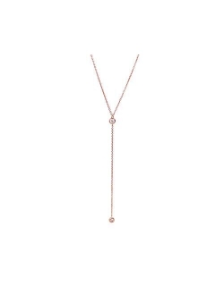 Faire De La Mode Gold CZ Dainty Diamond Drop Lariat Necklace, Lariat Necklaces for Women, 16" to 18" length