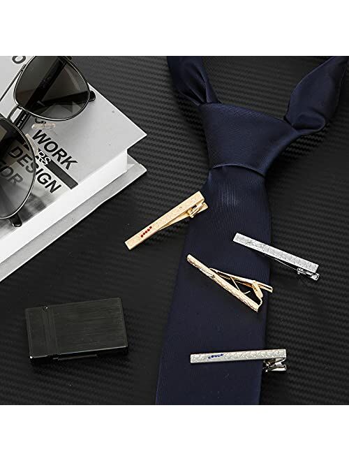 EvmAsaLQ 4Pcs Tie Clips for Men, Gold, Silver, Four-Color Tie Clips, Tie Clips are Gifts for Fathers and Lovers, Suitable for Weddings, Anniversaries, Parties and Busines