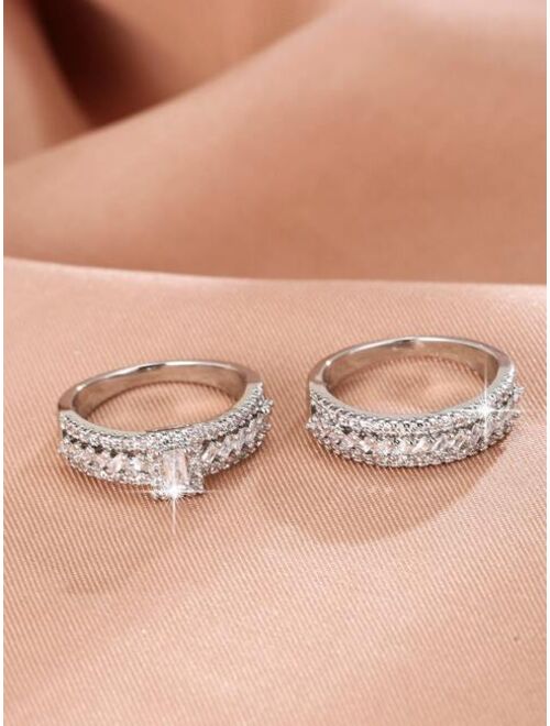 Shein 2pcs Zircon Decor Ring