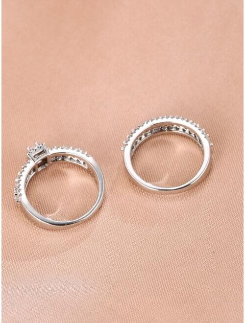 Shein 2pcs Zircon Decor Ring