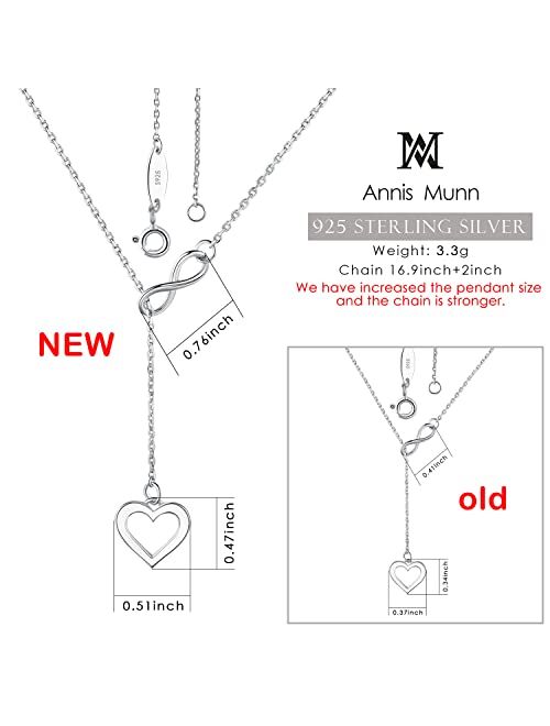 Am Annis Munn Infinite Heart Necklace - 925 Sterling Silver Heart Necklaces for Women Gifts for Women Wife Girlfriend on Mothers Day Christmas Valentine's Day Birthday