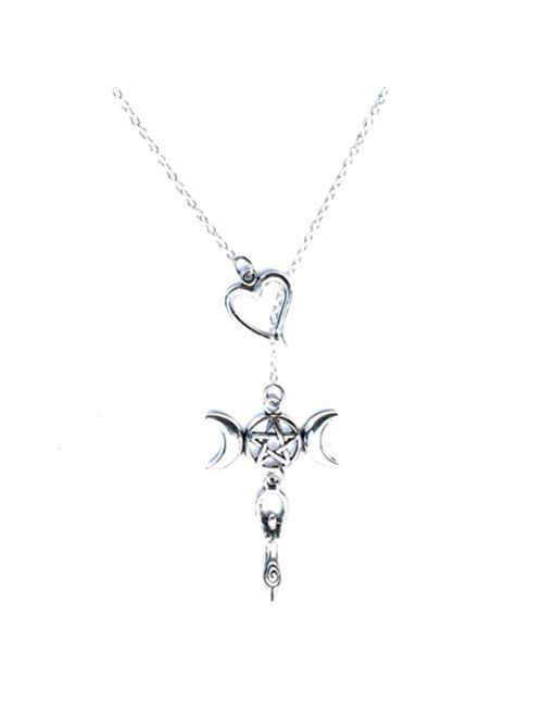 Generic I Heart Triple Moon Goddess Silver Lariat Y Necklace.