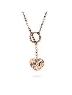 Base Metal Cubic Zirconia CZ Heart Open Circle Toggle Anniversary Fashion Lariat Necklace SKU#n1660