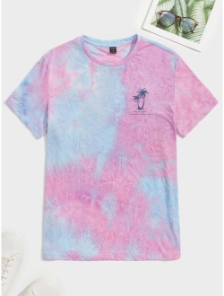 Men Tie Dye Graphic Print Tee