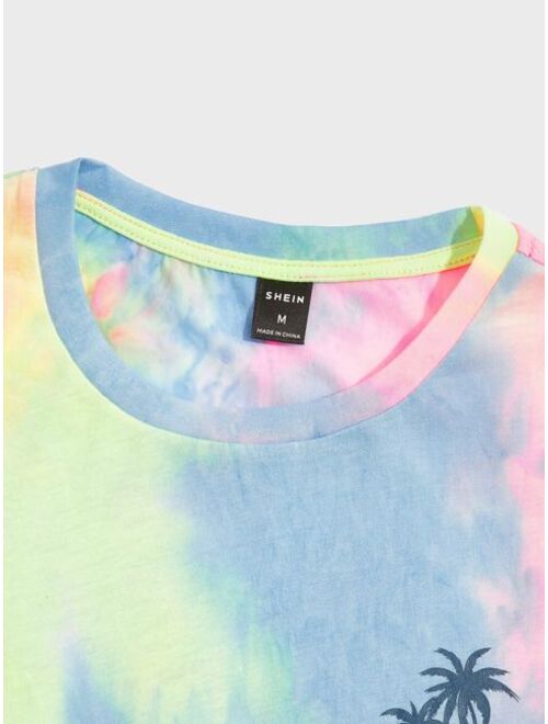 SHEIN Men Tie Dye Graphic Print Tee