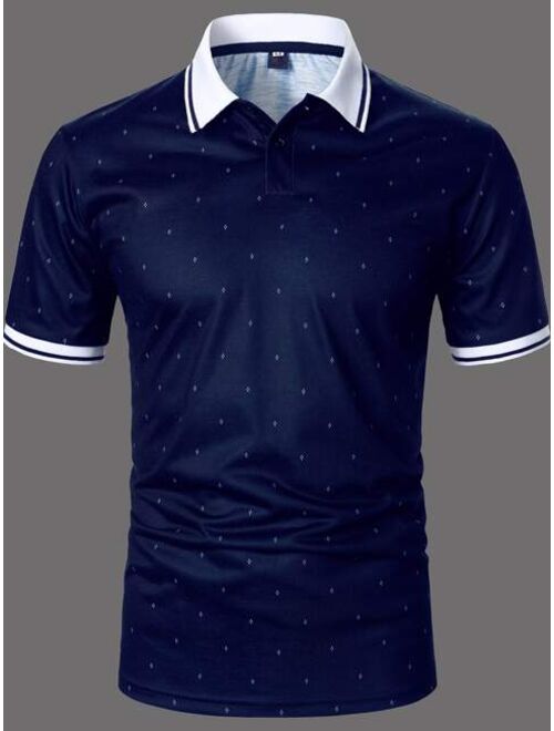 Shein Men Allover Print Polo Shirt