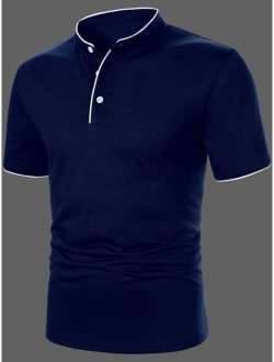 Men Contrast Piping Polo Shirt