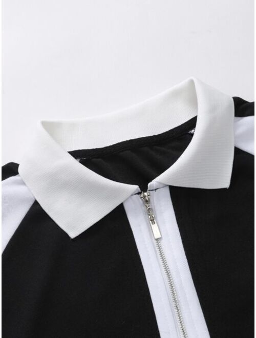 Shein Men Letter Graphic Colorblock Polo Shirt