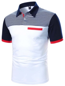 Men Colorblock Striped Polo Shirt