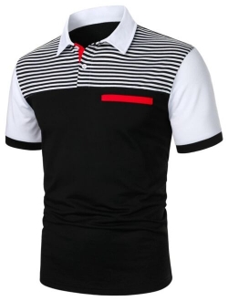 Men Colorblock Striped Polo Shirt