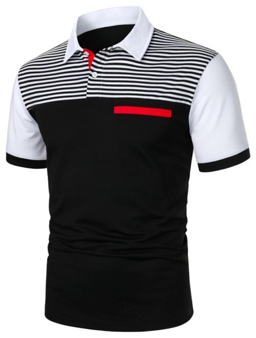 Shein Men Colorblock Striped Polo Shirt