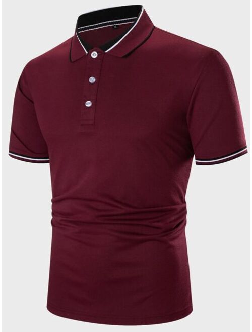 Buy Shein Men Striped Trim Polo Shirt online | Topofstyle
