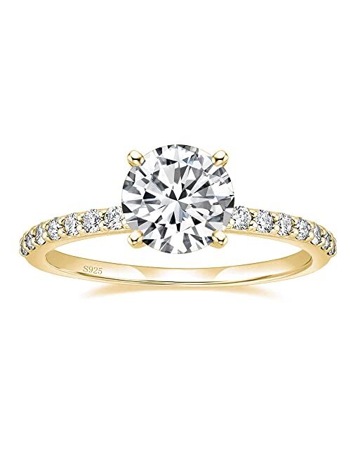 EAMTI 925 Sterling Silver 1.25 CT Round Solitaire Cubic Zirconia Engagement Ring Halo Promise Ring Size 4-11.5