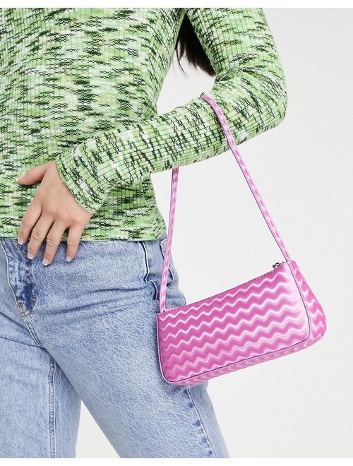 ASOS DESIGN 90s holographic shoulder bag in pink