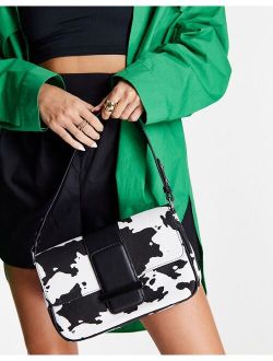 cow print canvas shoulder bag