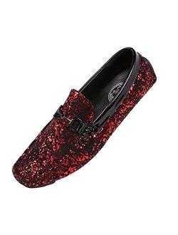 Amali Monty, Mens Loafers – Mens Slip On Shoes - Mens Moccasins - Metallic Splatter Driving Shoes for Men - Men Shoes Dress - Moccasins for Men - Men Shoes Casual