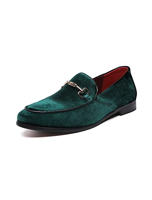 LCQL Men's Luxury Velvet Penny Loafer Shoes Noble Slip-on Suede Loafers Smoking Slippers Plus Size 7-13