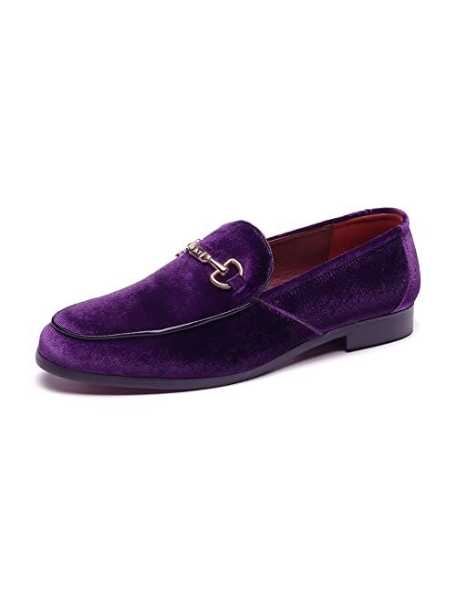 LCQL Men's Luxury Velvet Penny Loafer Shoes Noble Slip-on Suede Loafers Smoking Slippers Plus Size 7-13