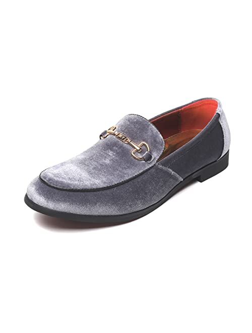 LCQL Men's Luxury Velvet Penny Loafer Shoes Noble Slip-on Suede Loafers Smoking Slippers Plus Size 7-13