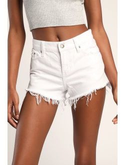 Pistola Gigi White Distressed Cutoff Denim Shorts