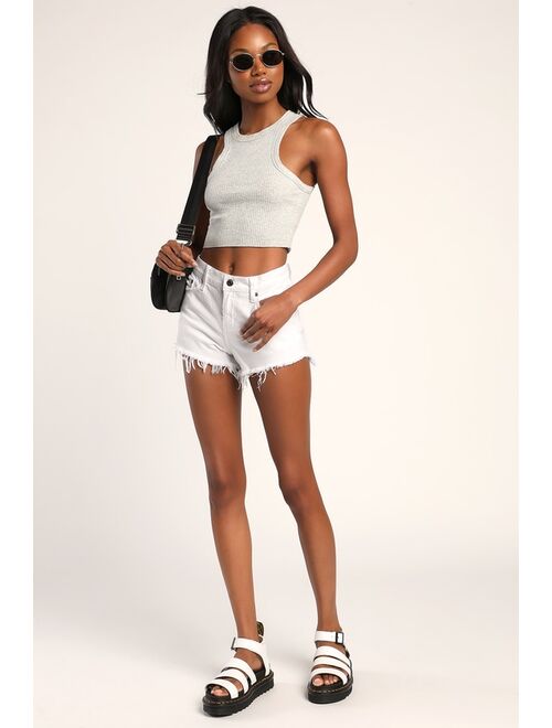 Pistola Gigi White Distressed Cutoff Denim Shorts