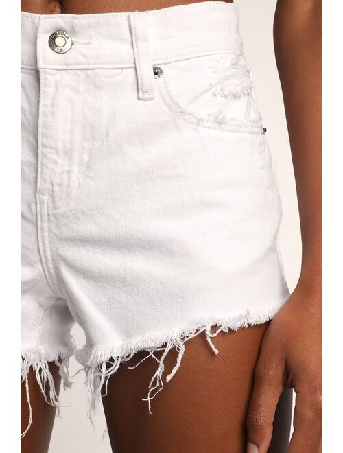 Pistola Gigi White Distressed Cutoff Denim Shorts