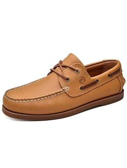 UPIShi Men's Leather Boat Shoe Casual Handsewn Moccasin Toe Comfort Loafers