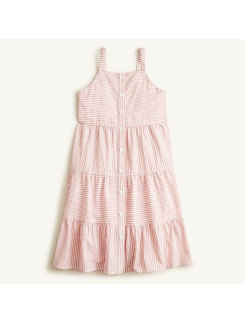 J.Crew Girls' tiered button-front dress in stripe