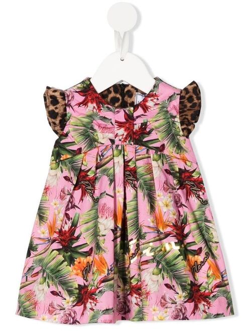 Philipp Plein Junior floral-print sleeveless smock dress