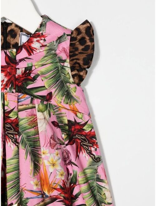 Philipp Plein Junior floral-print sleeveless smock dress