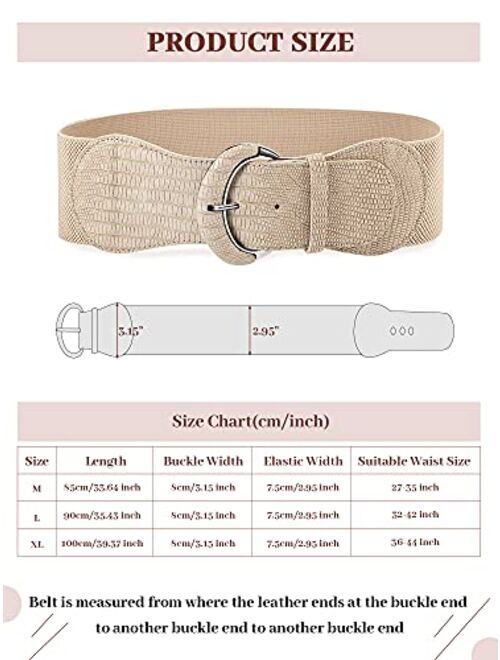 SATINIOR 3 Pieces Women Wide Belt for Dresses Women Dress Belt Stretchy Cinch Belt Leather Elastic Belt for Ladies Dress Decoration