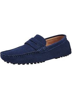 yldsgs Men's Penny Loafers Moccasin Suede Leather Slip On Casual Dress Driving Shoes