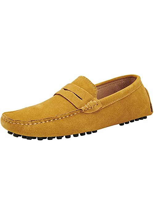 yldsgs Men's Penny Loafers Moccasin Suede Leather Slip On Casual Dress Driving Shoes