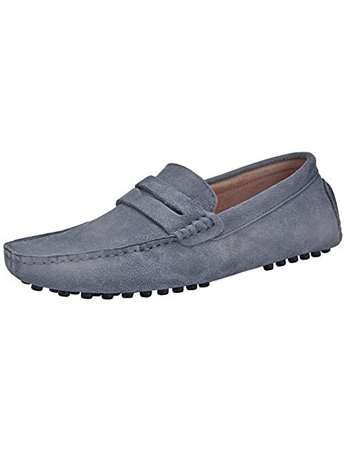 yldsgs Men's Penny Loafers Moccasin Suede Leather Slip On Casual Dress Driving Shoes