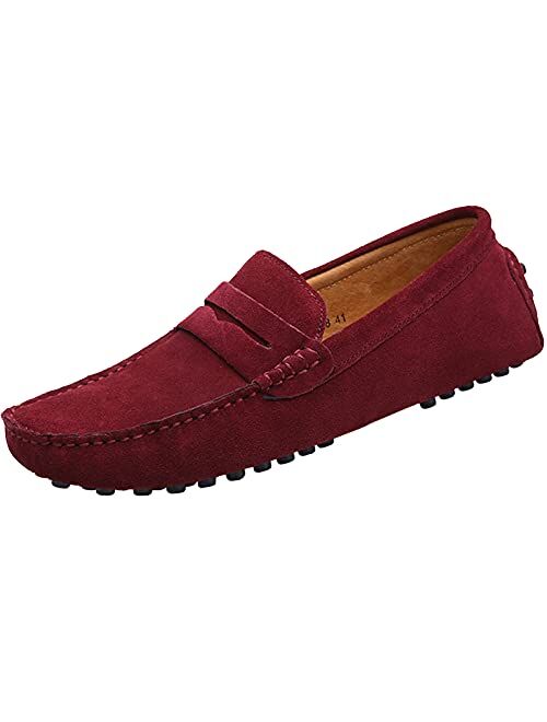 yldsgs Men's Penny Loafers Moccasin Suede Leather Slip On Casual Dress Driving Shoes