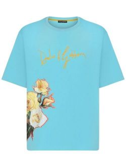embroidered-logo floral T_shirt