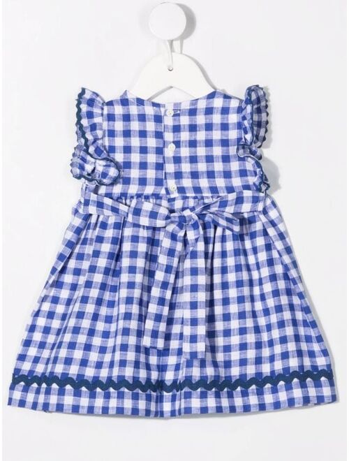 Siola gingham-print ruffle linen dress