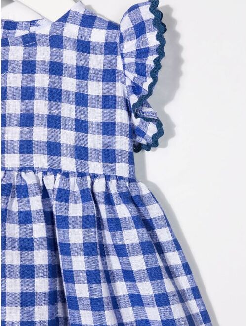 Siola gingham-print ruffle linen dress