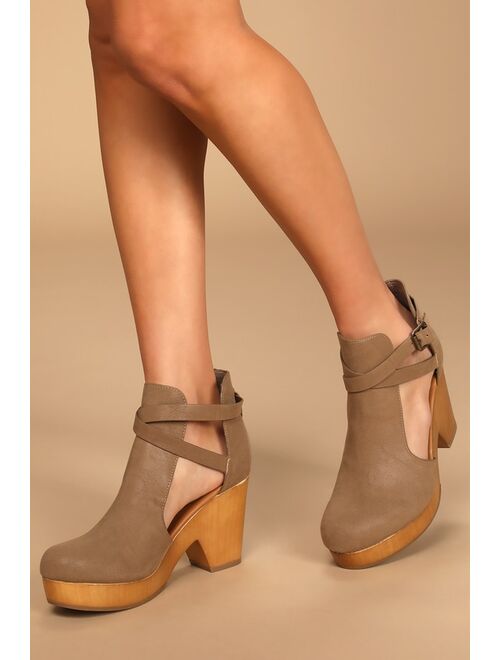 Lulus Aviva Tan Cutout Platform Ankle Booties