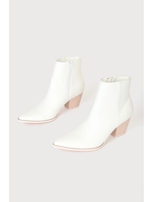 Lulus x Matisse Spirit White and Blonde Pointed Toe Ankle Booties