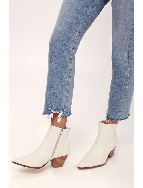 Lulus x Matisse Spirit White and Blonde Pointed Toe Ankle Booties